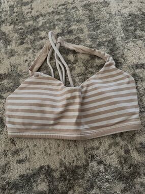 Striped Beige and White Lululemon sports bra